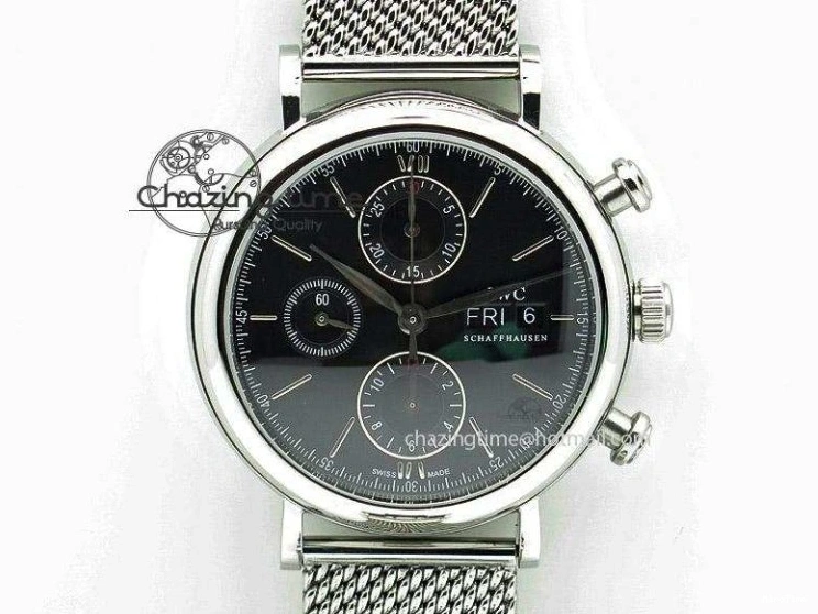 MIROTIME 0328 SmartChoice Mark XVIII IW327006 Titanium M+F 1:1 Best Edition Black Dial on Brown Leather Strap A 7145